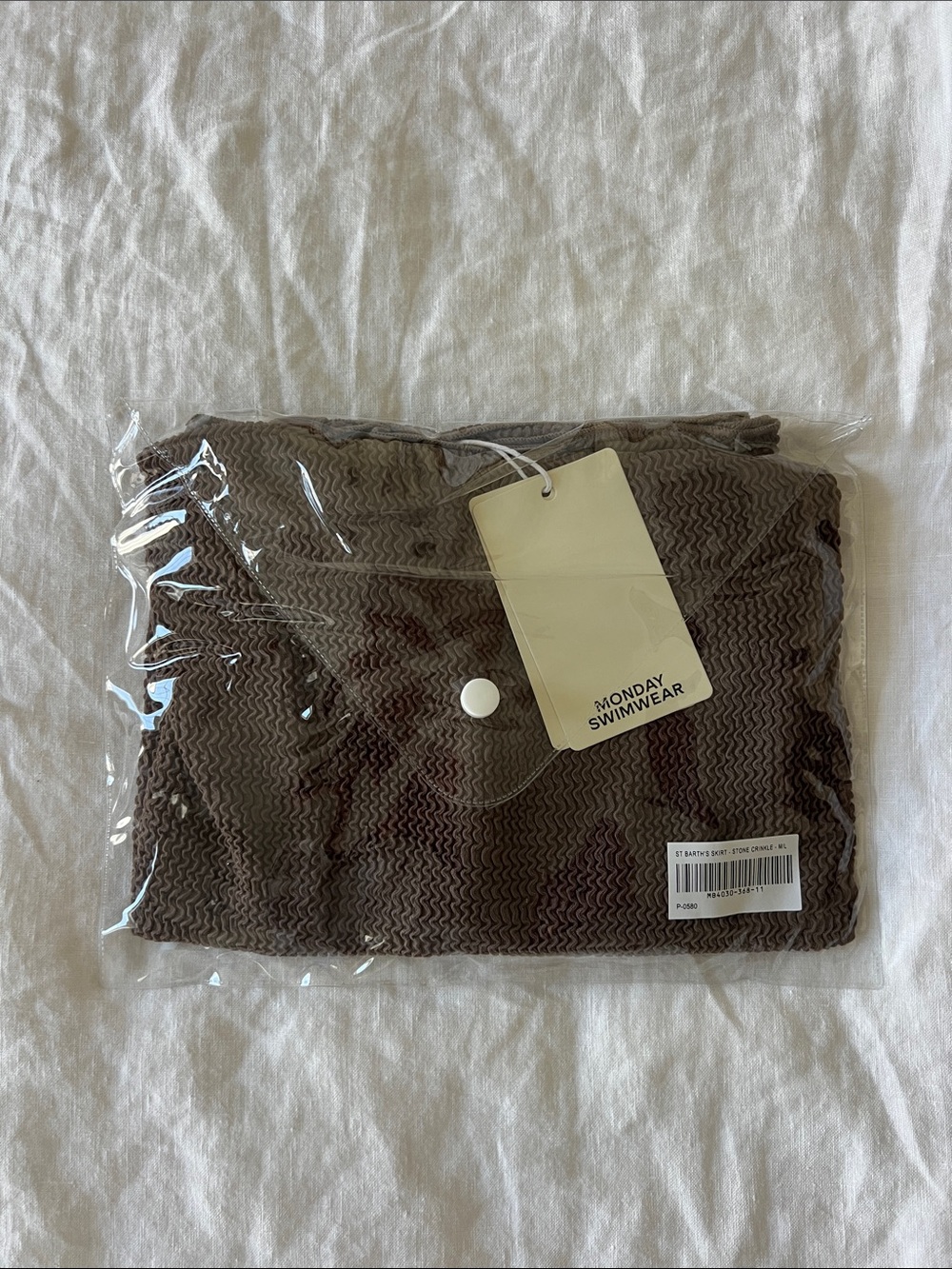 NWT Monday Swimwear St Barth’s Skirt in Stone Crinkle